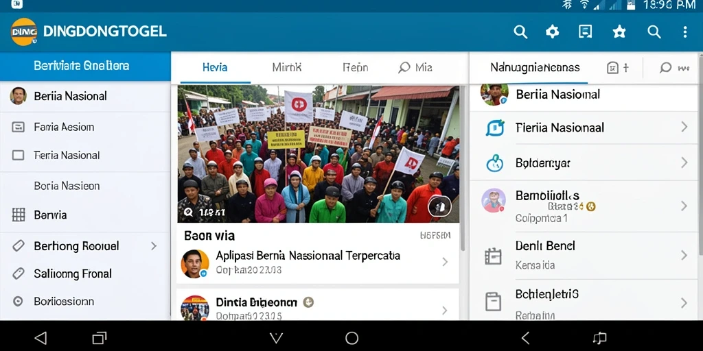Tampilan antarmuka aplikasi DINGDONGTOGEL dengan informasi berita terkini.