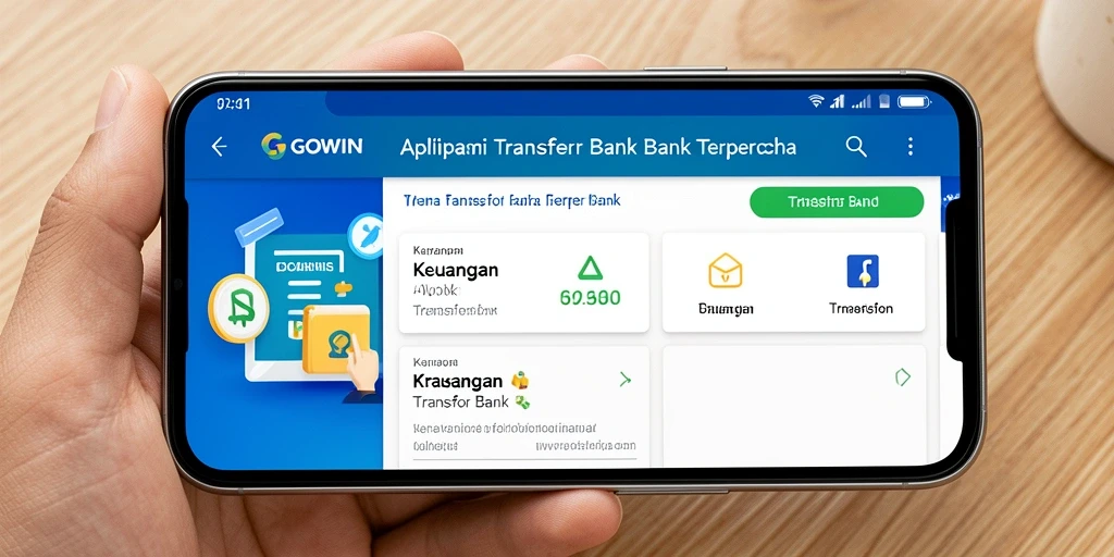 Antarmuka aplikasi GOWIN untuk transfer bank yang sederhana dan efektif.