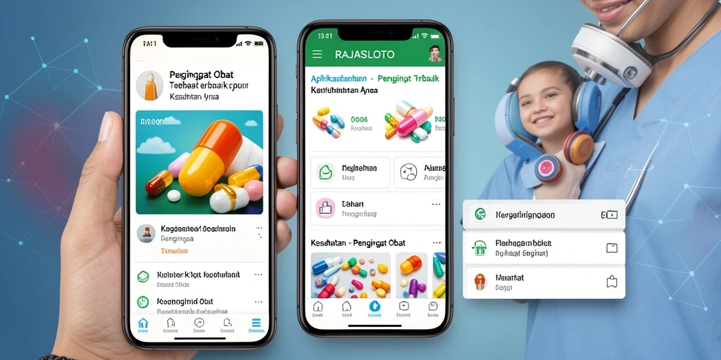 Tampilan antarmuka aplikasi Pengingat Obat RAJASLOTO yang user-friendly.