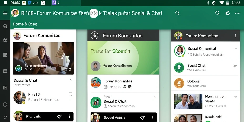 Tampilan antarmuka aplikasi Forum Komunitas RI188 yang menarik dan interaktif.