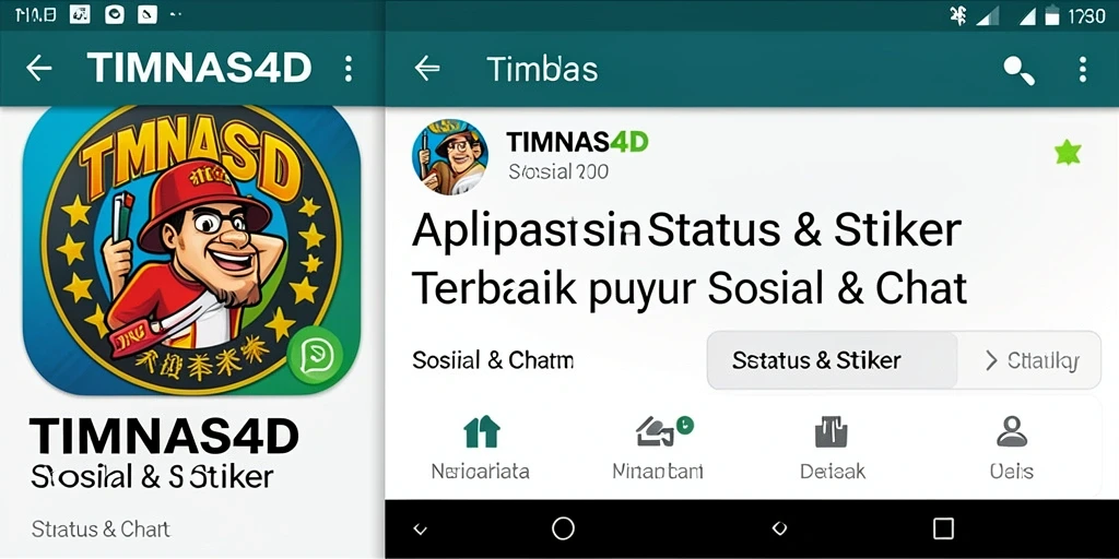 Antarmuka TIMNAS4D menampilkan berbagai stiker lucu dan menarik yang siap digunakan.