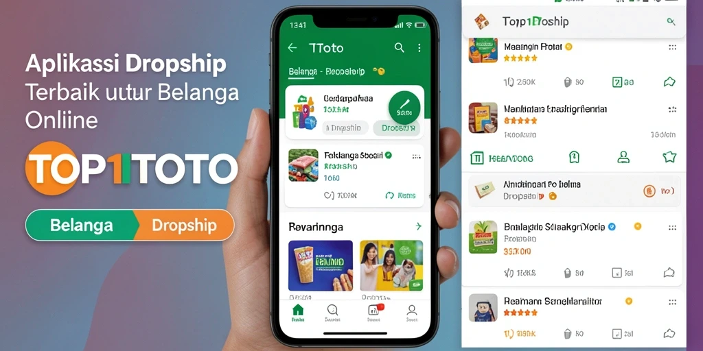 Tampilan antarmuka pengguna aplikasi Dropship TOP1TOTO yang intuitif.